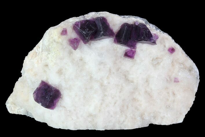 Dark Purple Cubic Fluorite on Quartz - China #94314